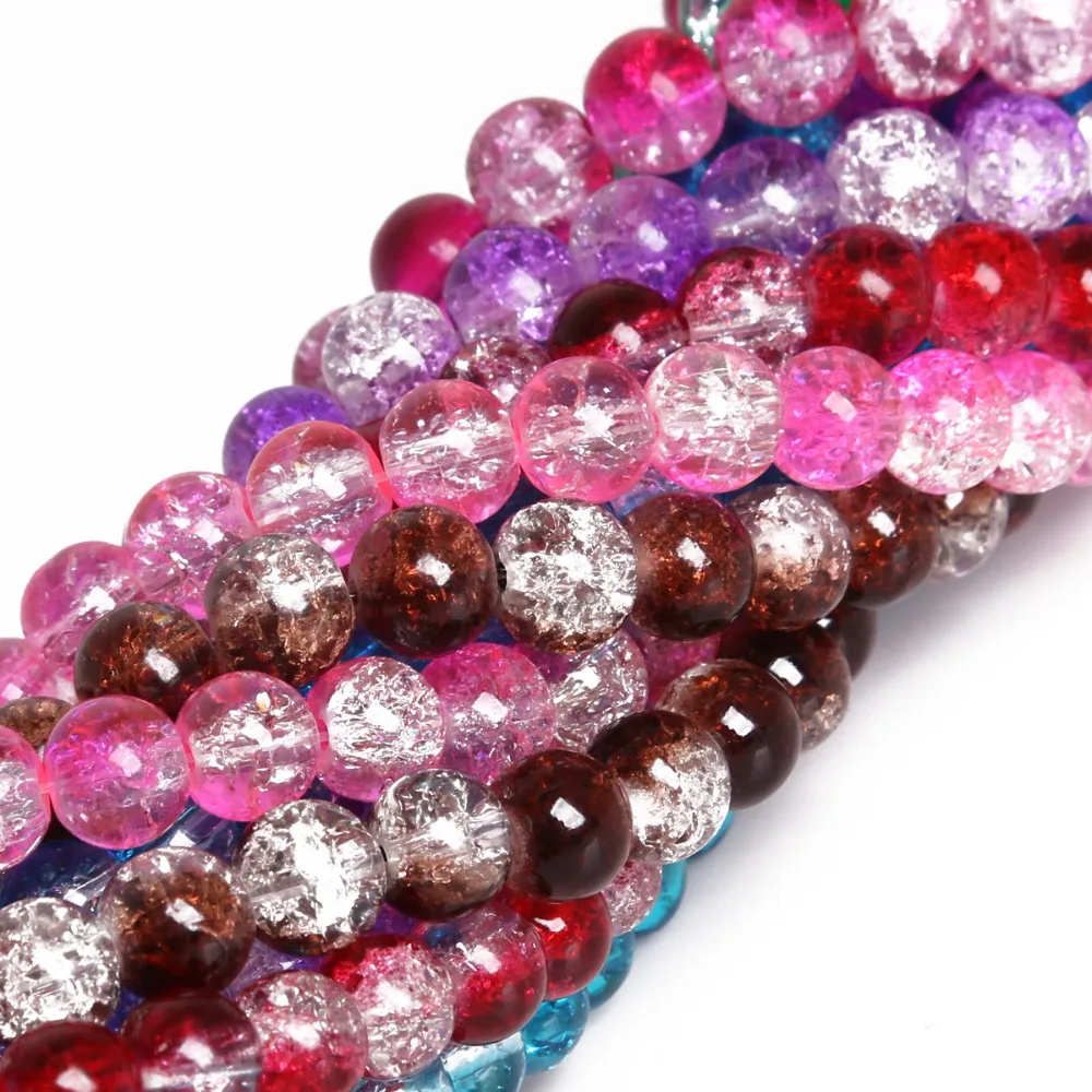 Двухцветные стеклянные бусины трещины 4 мм 6 8 10 мм|beads loose|crackle glass beadsglass beads |