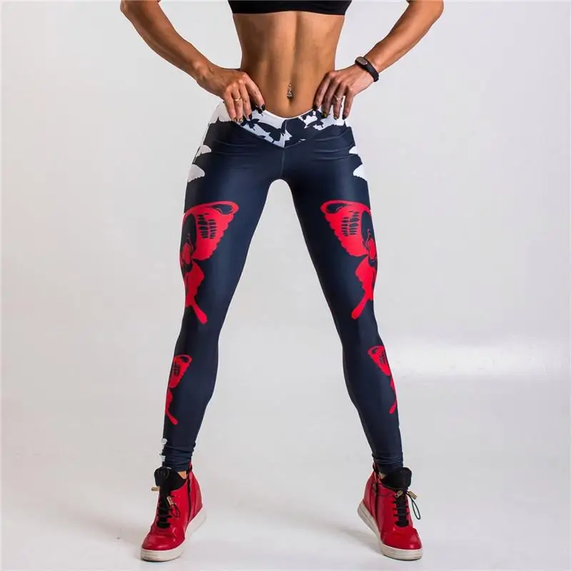 

Women's Bow Tie Digital Print Yoga Fitness Sport Leggings Pants Fashion Casual Slimming Tights Push Hip Running Pants