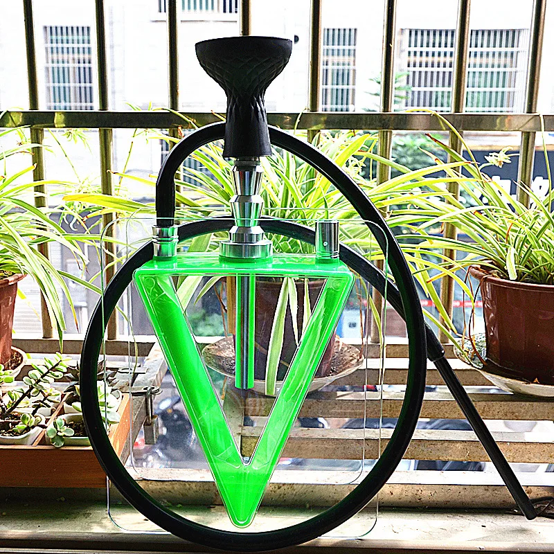 

Green color Cheap High Quality Transparent fashion Acrylic fancy Hookah Shisha set with Silicone Hose