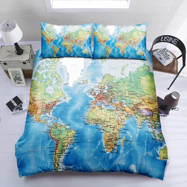 Buy World Map Duvet Cover Sets Map Geography Pattern