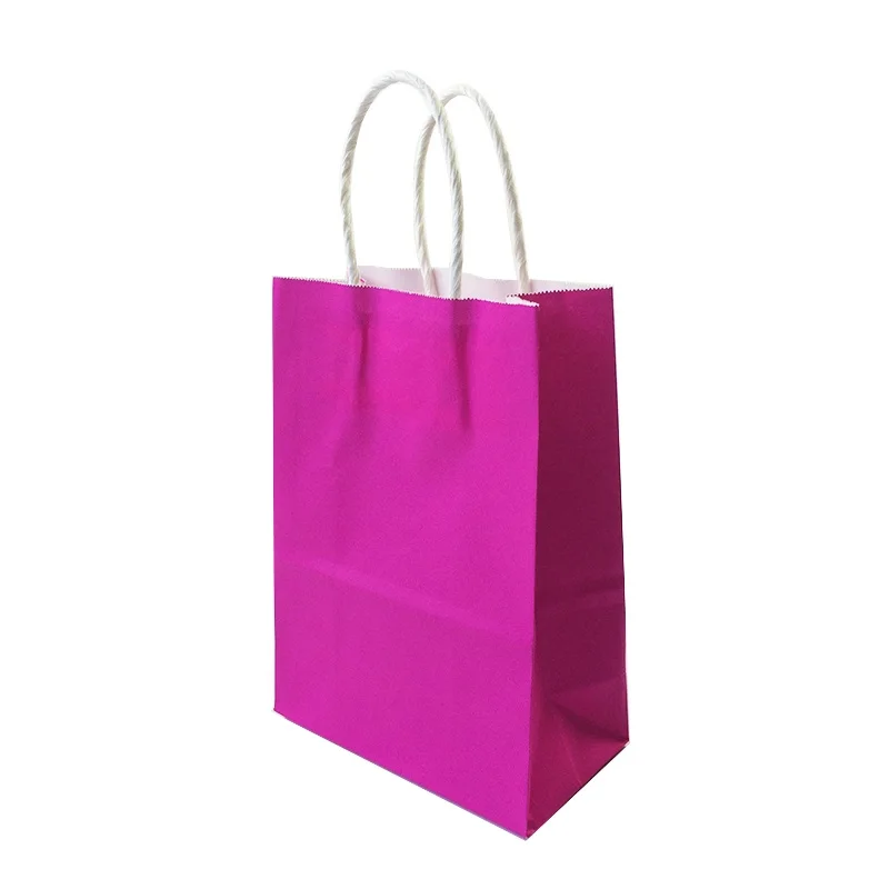 10 шт./лот, высокое качество, крафт-бумажный пакет с ручками, элегантные белые упаковочные сумки для свадьбы, дня рождения, вечеринки, бумажные пакеты для ювелирных изделий - Цвет: Hotpink