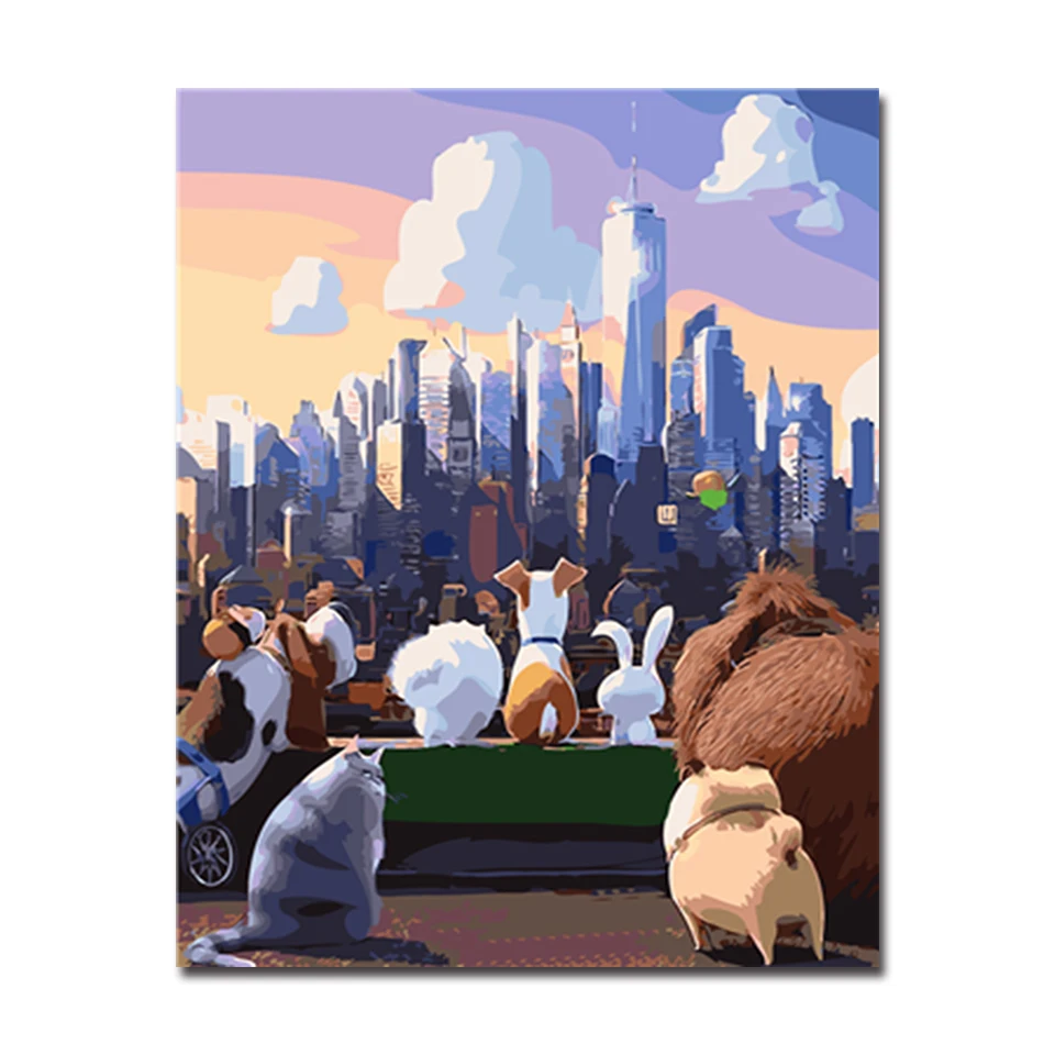 

DIY Oil Painting By Numbers Handpainted Kits Coloring Abstract Pet Animal Collection Canvas Pictures Living Room Wall Home Decor