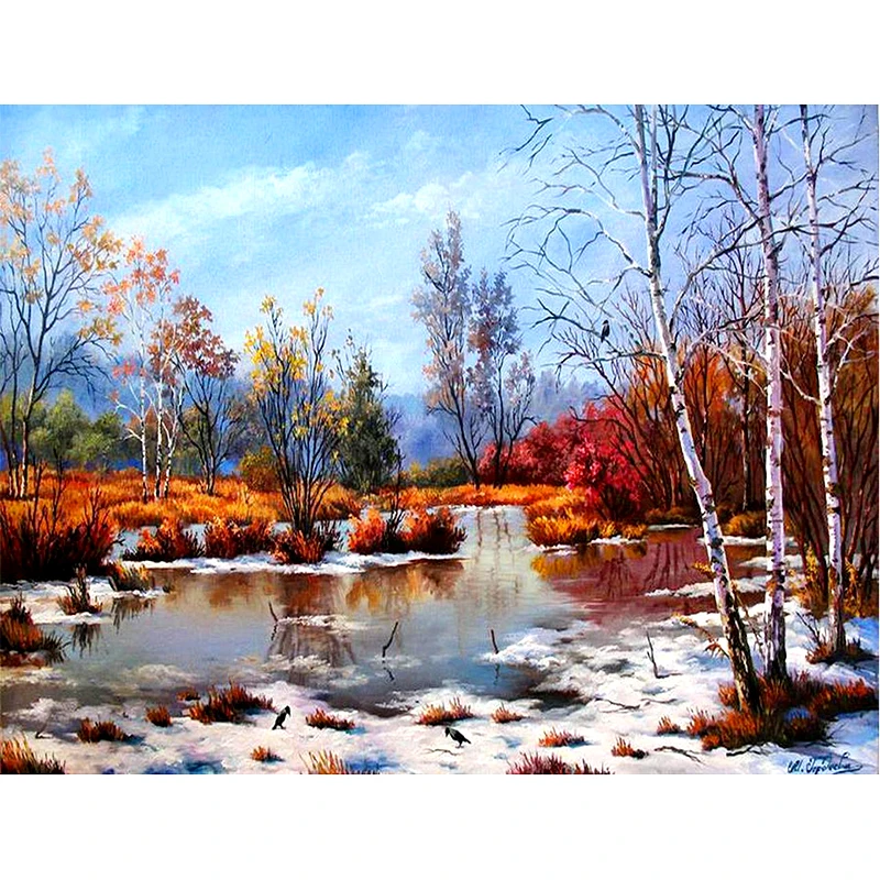 5D diy Diamond Painting autumn,snow,Full,Diamond Embroidery,3d,Cross Stitch,Diamond Mosaic,mazayka,Needlework,home decoration