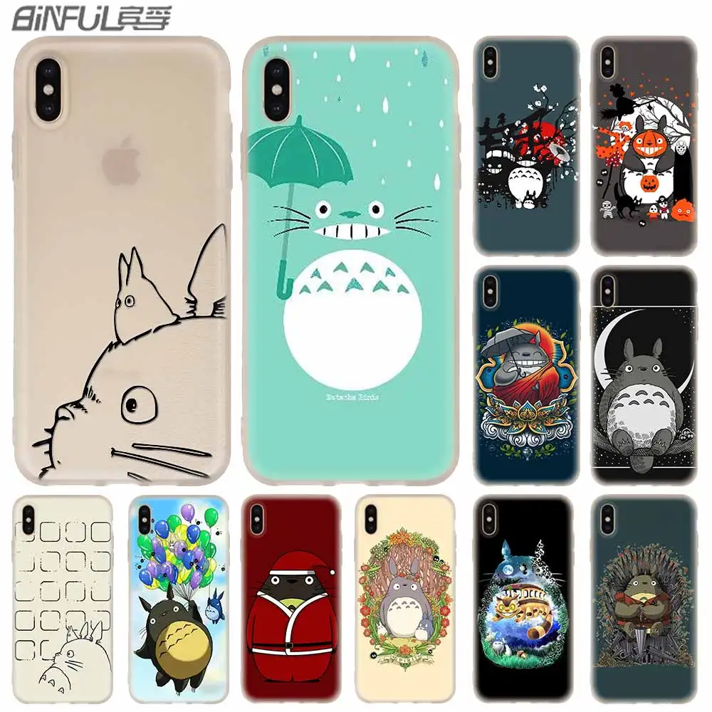 Силиконовый мягкий чехол для телефона Apple iPhone 13 12 11 Pro X XS Max XR 6 6S 7 8 Plus Mini SE 2020 Totoro
