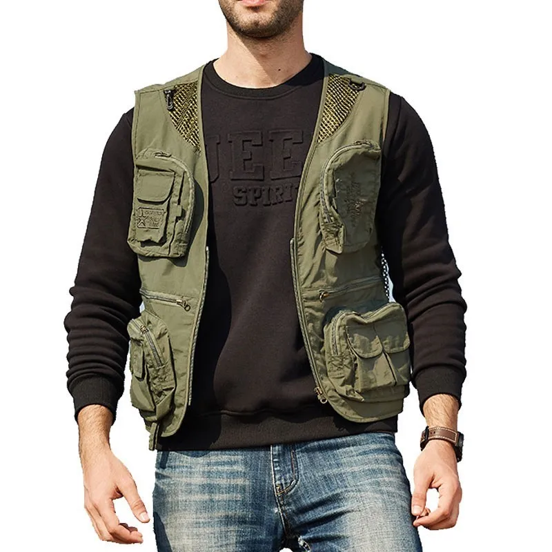 

Tactical Vest Coat Gilet Homme Men's Summer Photographer Waistcoat Mesh Work Sleeveless Jacket Many Pocket Fishing Vest Male
