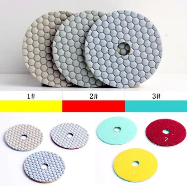 4"(100mm) Grit 2 dry use of flexible diamond dry 3 step polishing pad