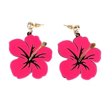 Популярные вечерние серьги, красивые синие и розовые акриловые серьги, женские серьги с большим цветком, стразы, серьги-гвоздики для девочек, Brincos aros