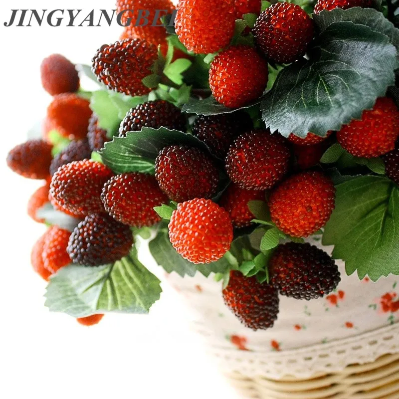

9 head Fruit Wild strawberries artificial fruit paddle mulberry waxberry home decoration artificial flowers photo props