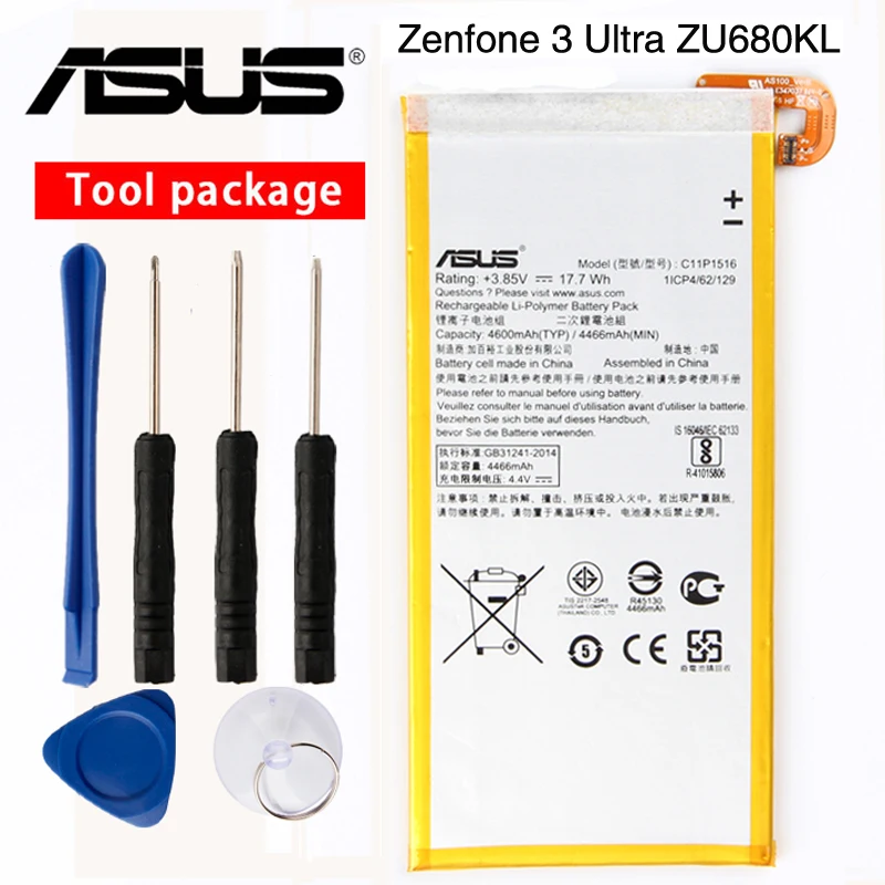Оригинальный аккумулятор ASUS высокой емкости C11P1516 для Zenfone 3 Ultra ZU680KL A001 6 8 &quotTablet