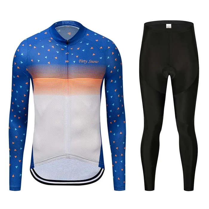 Комплект из Джерси для велоспорта, Мужская Зимняя Теплая Флисовая одежда для велоспорта, одежда для горного велосипеда, костюм для триатлона, спортивная одежда, облегающий костюм - Цвет: jersey and pants