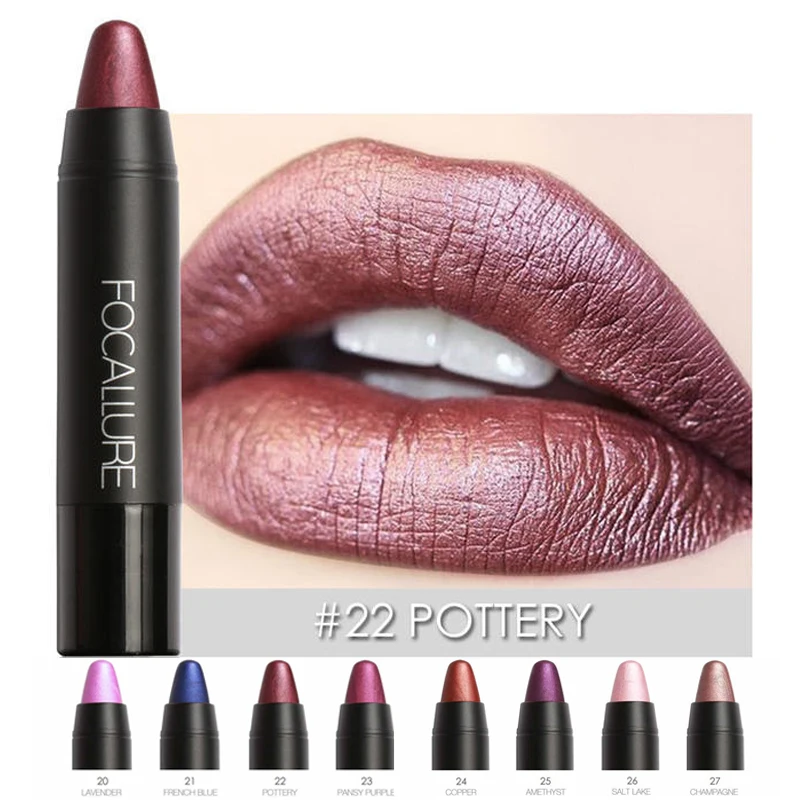 Brand Focallure Shimmer Metallic Lip Pencil Matte Lipstick