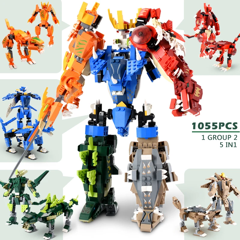 

Dinosaur Transformation Robot Blocks Educational Assembly Toys Compatible Legoed Technic Building Blocks Bricks For Children