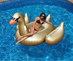70 дюймов 190 см золотой/черный/белый Giant Лебедь бассейна надувной фламинго ездить на летние водонепроницаемые забавные игрушки для детей и
