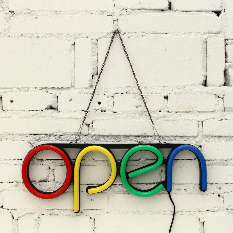 

16 Inch Open Neon Sign Led Light Tube Handmade Visual Artwork Bar Club KTV Wall Decoration Commercial Lighting Colorfu US Plug