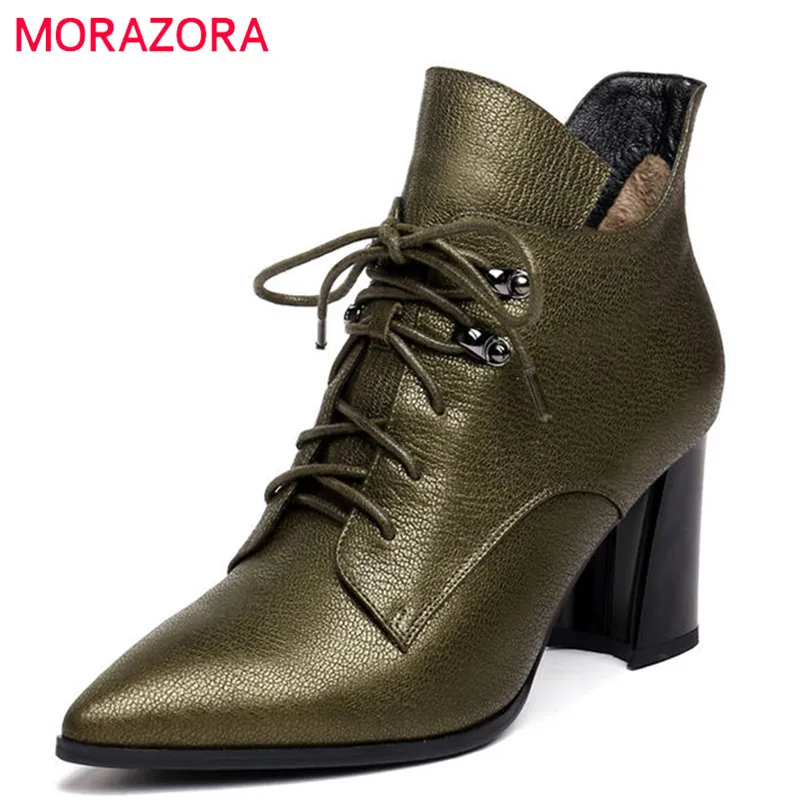 MORAZORA/2020 г. ботильоны из натуральной кожи женские модельные туфли на высоком