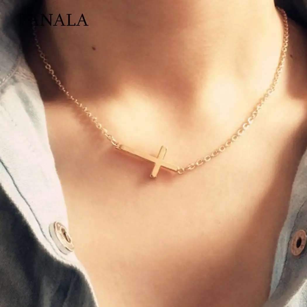 

Pendant Fashion Necklace Cross Solid Jewelry Women Alloy