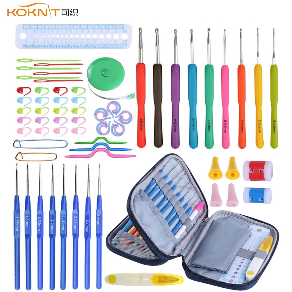 

KOKNIT 68pcs/Set mix size DIY Knitting Crochet Hooks set plastic and Aluminum Knitting Needles Crochet Hook Craft weaving tools