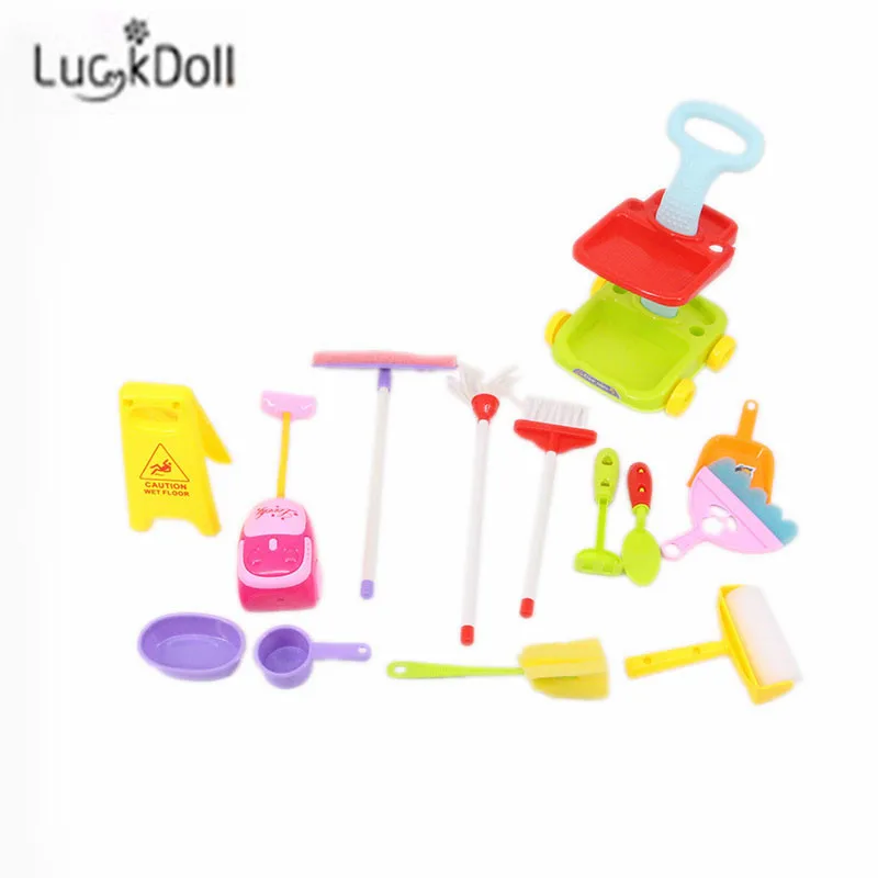 LUCKDOLL 14-Piece Чистящий Набор подходит 18 дюймов Американский 43 см детская кукла одежда аксессуары, игрушки для девочек, поколение, подарок на день рождения - Цвет: n1665