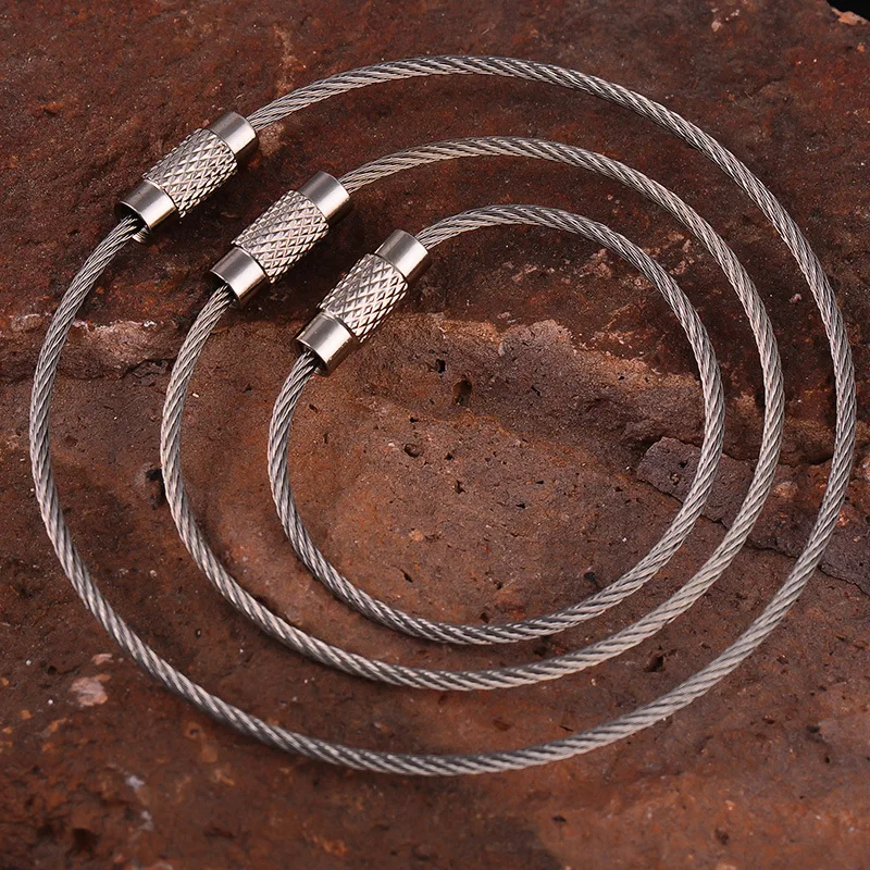 Wholesale stainless steel wire cable key ring for men women Boutique
