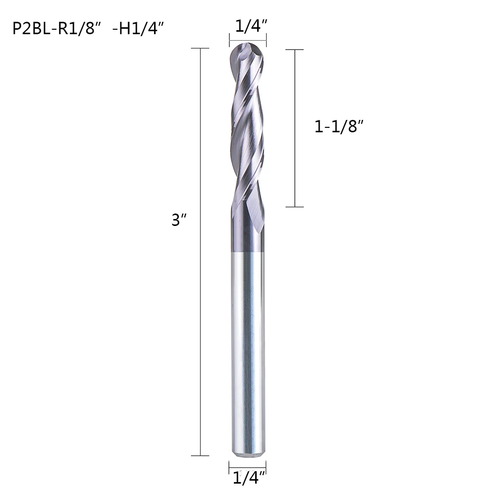 1 шт. дюймовый размер сферическая Концевая фреза 2 флейты ЧПУ Концевая фреза для обработки металлических граней и пазов hrc50 с покрытием концевые фрезы - Длина режущей кромки: P2BL-R(1-8)-H(1-4)