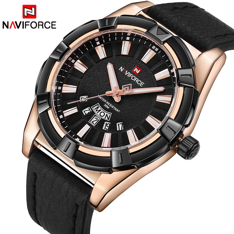 

NEW NAVIFORCE Brand Men Fashion Sports Watches Men's Quartz Wristwatch Date Clock Man Waterproof Leather Strap Relogio Masculino