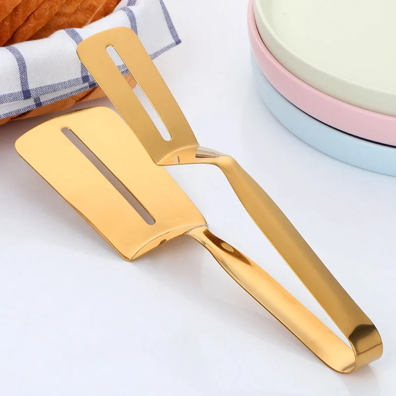 Cookware Steak Tong Gold Bread Clip Grill Accessory Kitchen Tongs Solid Stainless Steel Food Cooking Serving Utensil 1Pc food tongs
