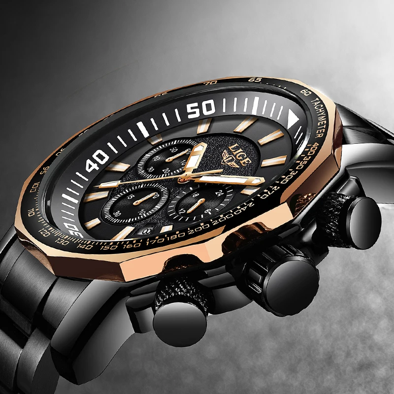 

2018 New LIGE Fashion Mens Watches Luxury Brand Business Quartz Watch Men Sport Waterproof Big Dial male watch Relogio masculino