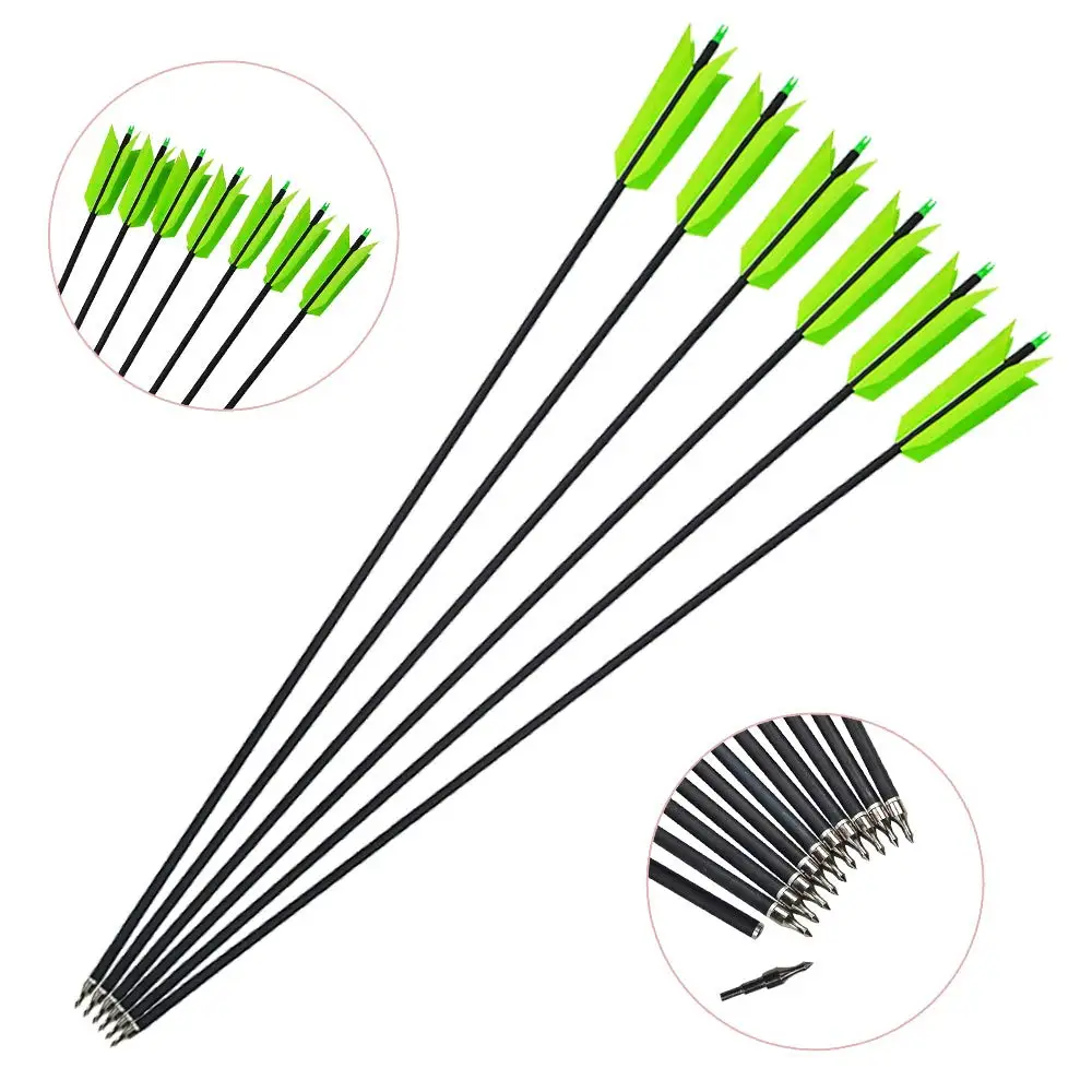 

PG1ARCHERY Archery 30 Inch Flu Flu Arrows Hunting Carbon Arrows Spine 400 with Removable Tips for Target Practice Hunting Arrows
