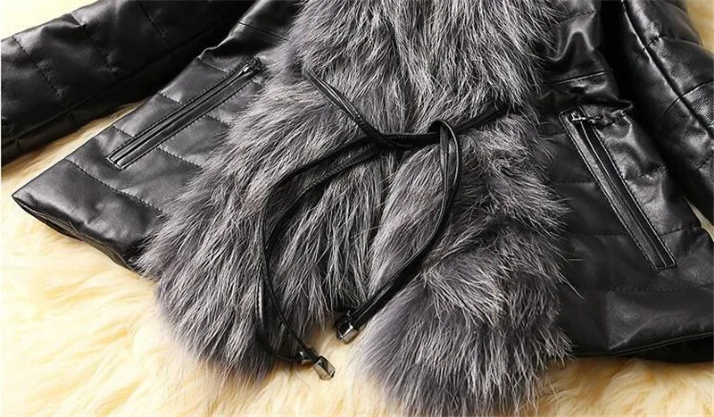 Новая Европейская мода повседневная короткая меховая кожаная куртка женская меховая куртка размера плюс PU кожаная куртка зимняя женская куртка M0151