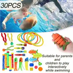 30 шт., летняя игра в бассейн, бросание Подводные игрушки, подводные кольца, набор колец для дайвинга, многоцветная игра, Пляжная игрушка