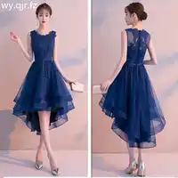 MLS100#Front short back length dark blue wine red lace short Bridesmaid Dresses wedding party dress prom gown wholesale clothing