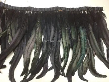 

Free shipping- 10yard/color Black 12-14inch in width Rooster Tail Feather Fringe Coque tail rooster feather trimming fringe