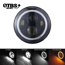 OTBS 7 дюймов круглые светодиодные фары Halo Angle Eyes + указатель