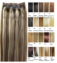 #4/613 free shipping 1pcs full head set clip in on Brazilian Virgin remy human hair extensions 26 colors available