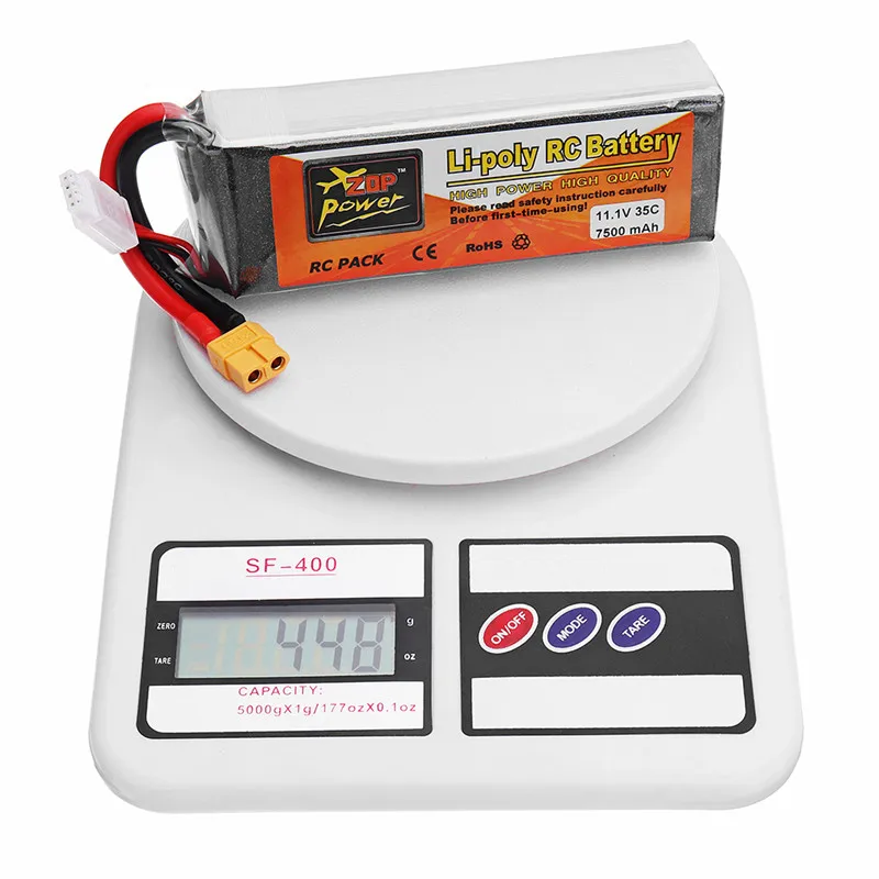 Высокое качество ZOP power 11,1 V 7500mAh 35C 3S перезаряжаемая Lipo батарея XT60 Разъем для RC квадрокоптера автомобиля