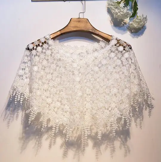 Женская кружевная шаль из пашмины с цветочной вышивкой на весну и лето R826 - Цвет: white