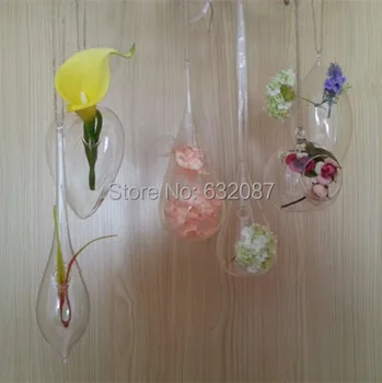 

Betty Store 6pcs/pack 6 different style hanging glass vase water drop style wedding decorative hanging glass terrariums