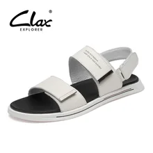 CLAX Ман кожаные сандалии летние Для мужчин; повседневная обувь дышащие белые сандалии мужская обувь для ходьбы
