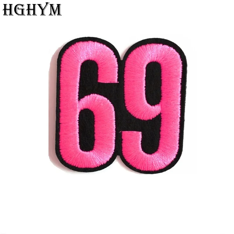 HGHYM Letter Badges 69 Patches Applique Stickers Embroidery Patch For