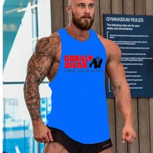 Новая футболка жилет мужская летняя одежда для бега фитнес качество хлопок спортивная Горилла золотая медаль гимнастика Мужская толстовка жилет