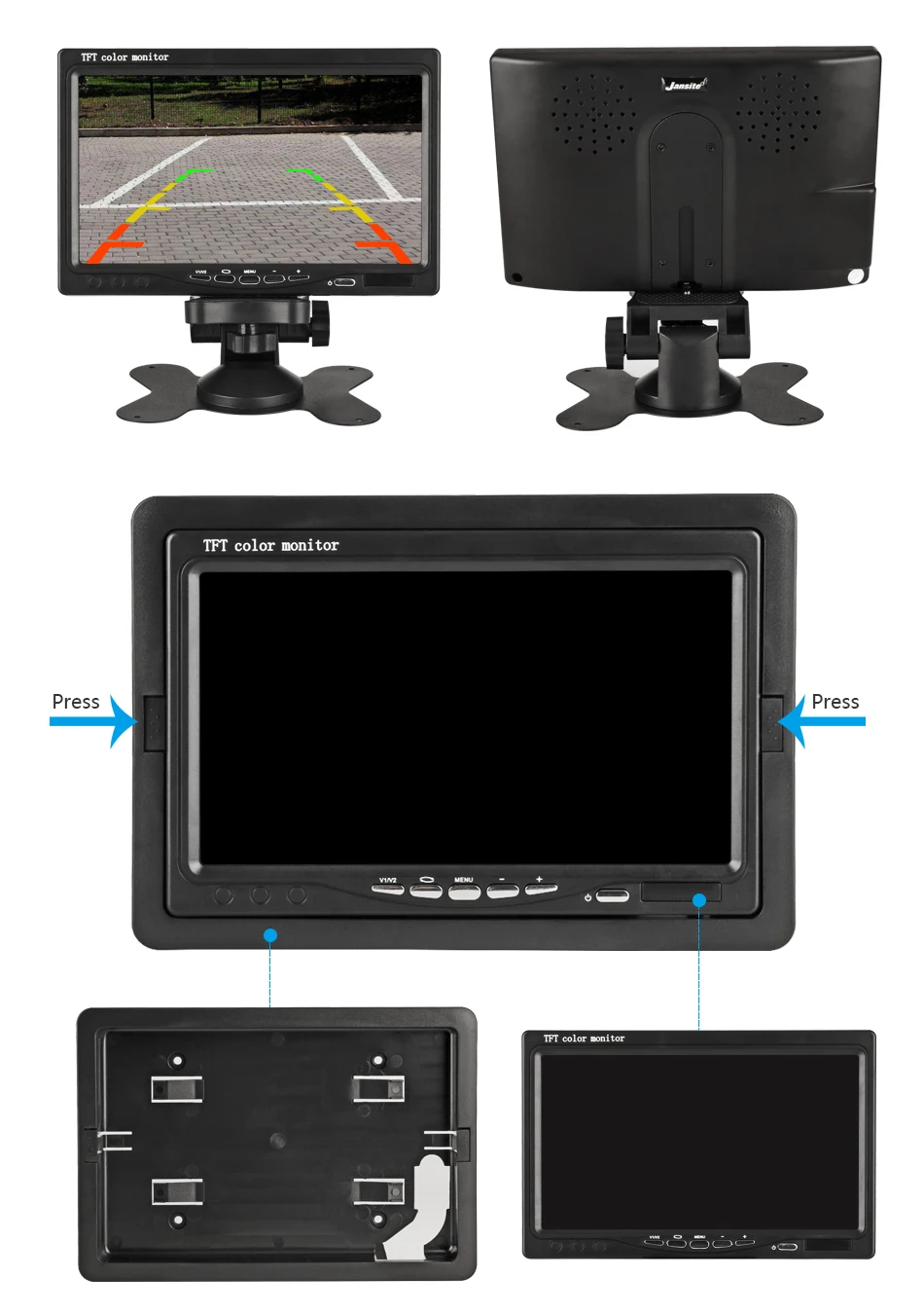 Jansite " TFT lcd Автомобильный монитор Беспроводная Проводная камера s камера заднего вида парковочная система для автомобиля заднего вида Мониторы дистанционное управление