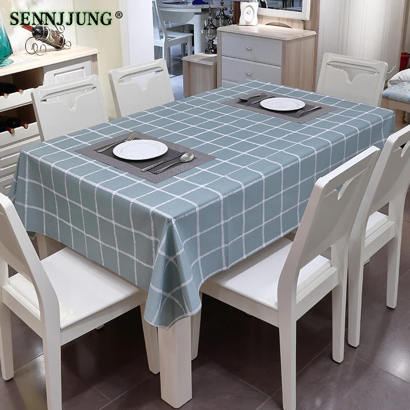 Plaid Waterproof Wipe Clean PVC Vinyl Table cloth Oilproof Dining Kitchen Table Cover Square Oil Cloth household Tablecloths