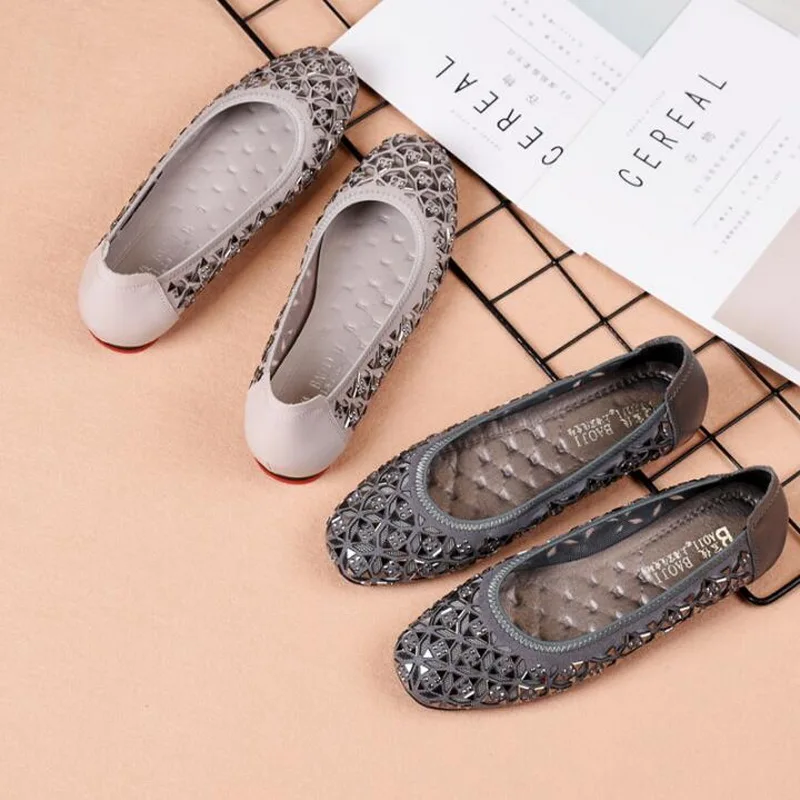 

Fashion Genuine Leather Flat Shoes Woman Handmade Loafers Solid Black comfortable Soft Office Work Pregnant Shoes Woman