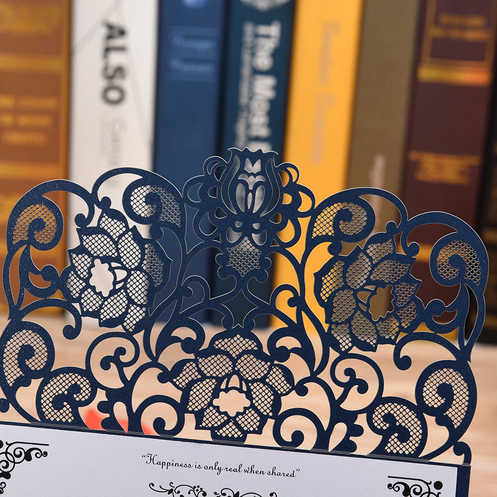 Laser Cut Flower Pattern Invitations Cards for Birthday Baby Shower Wedding invitations rustic 100p - 33051965197