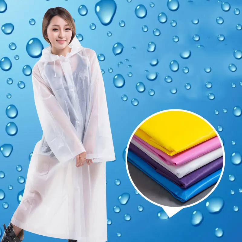 

Fashion Women EVA Transparent Raincoat Poncho Portable Environmental Light Raincoat Long Use Rain Coat PAK55