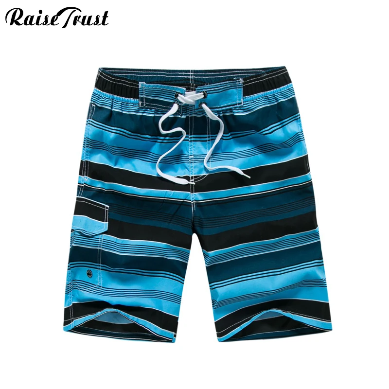 

Raise Trust Casual Beach Men's Shorts Fashion Print Striped Quick Drying Masculina Board Shorts For Swimwear Male Loose Trunks