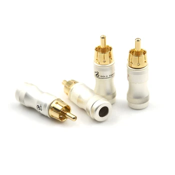 

4pcs (2 Red+2 Black) RCA Plug Adapter Male Audio Video Connector Gold Adapter For Cable DIY gold snake RCA Plug