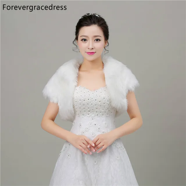 Reviews Forevergracedress Real Photos Elegant Faux Fur Stoles Wedding Wrap Winter Bolero Jacket Bridal Accessories Cape Cloak In Stock