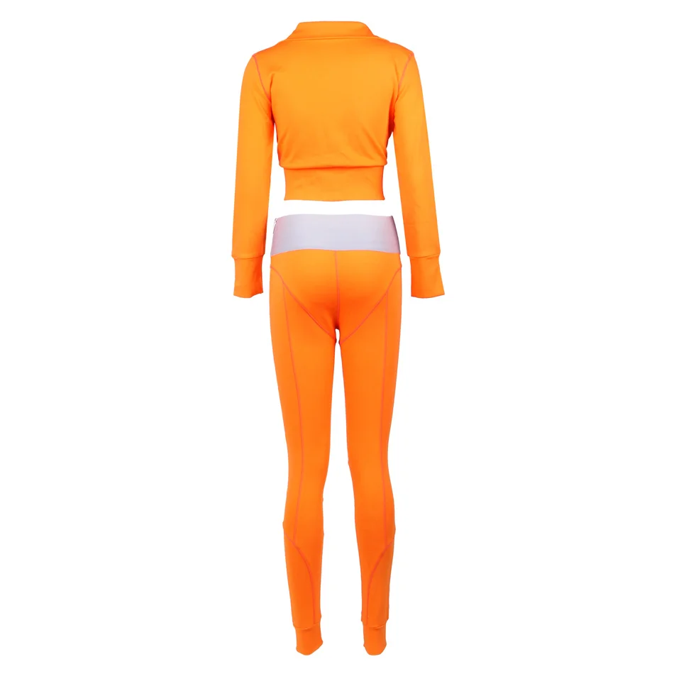 Модные толстовки с капюшоном костюм Gymwear оранжевого цвета длинным рукавом из 2