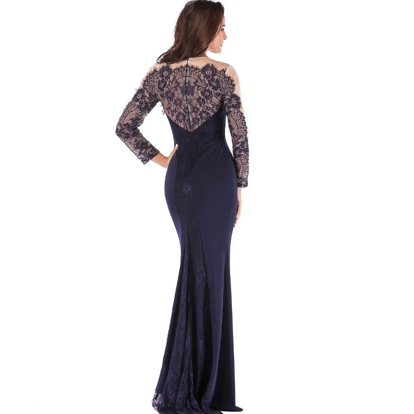 IDress High Quality Lace Embroidery Evening Dress Long Sleeve Charming Robe Longue Femme Long Dress for Wedding Party for Woman (23)